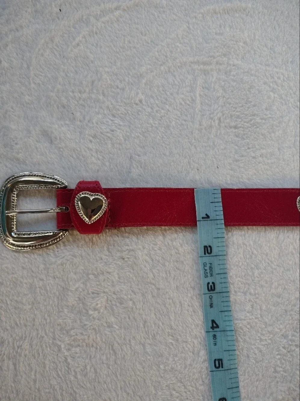 Red Heart Accent Women's Belt with Silver Buckle